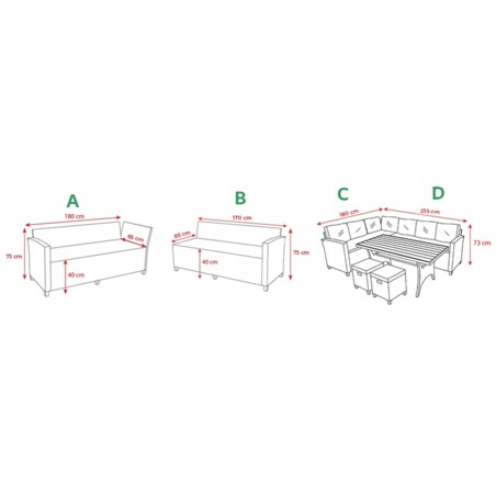 Zestaw Ogrodowy Wypoczynkowy Narożnik Stół Pufy Meble Ogrodowe Technorattan Venezia