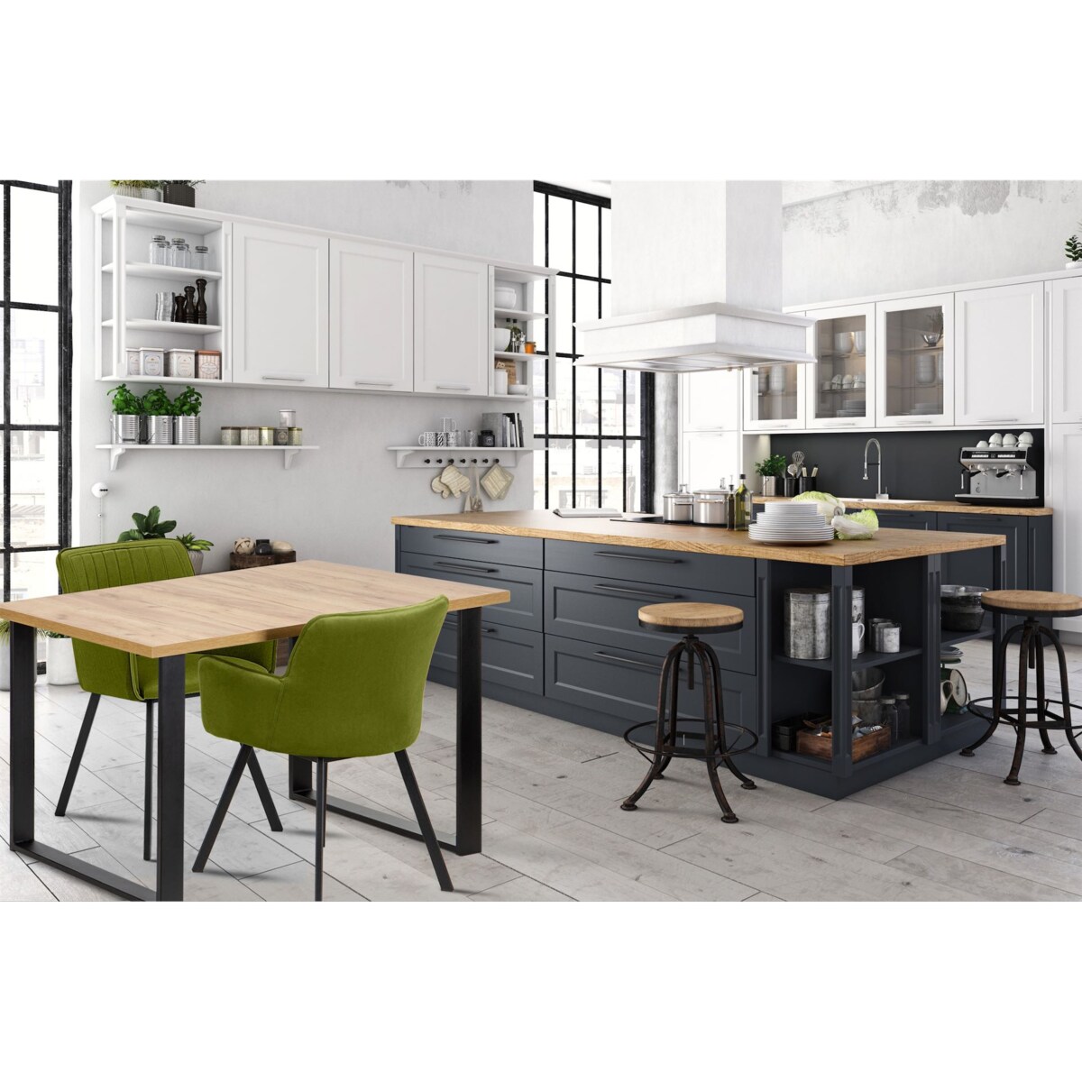 KONSIMO CETO Stół w industrialnym stylu matowy złoty