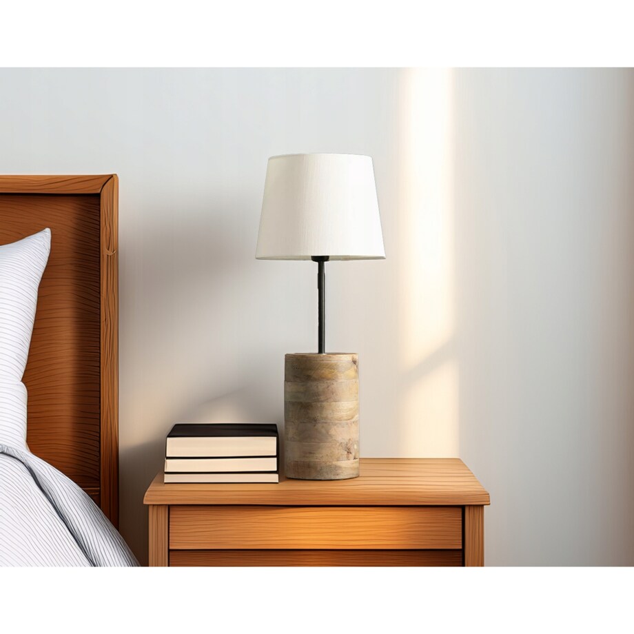 LAMPA BOHO STOŁOWA BIURKOWA NOCNA E27 naturalna drewniana ozdoba do salonu