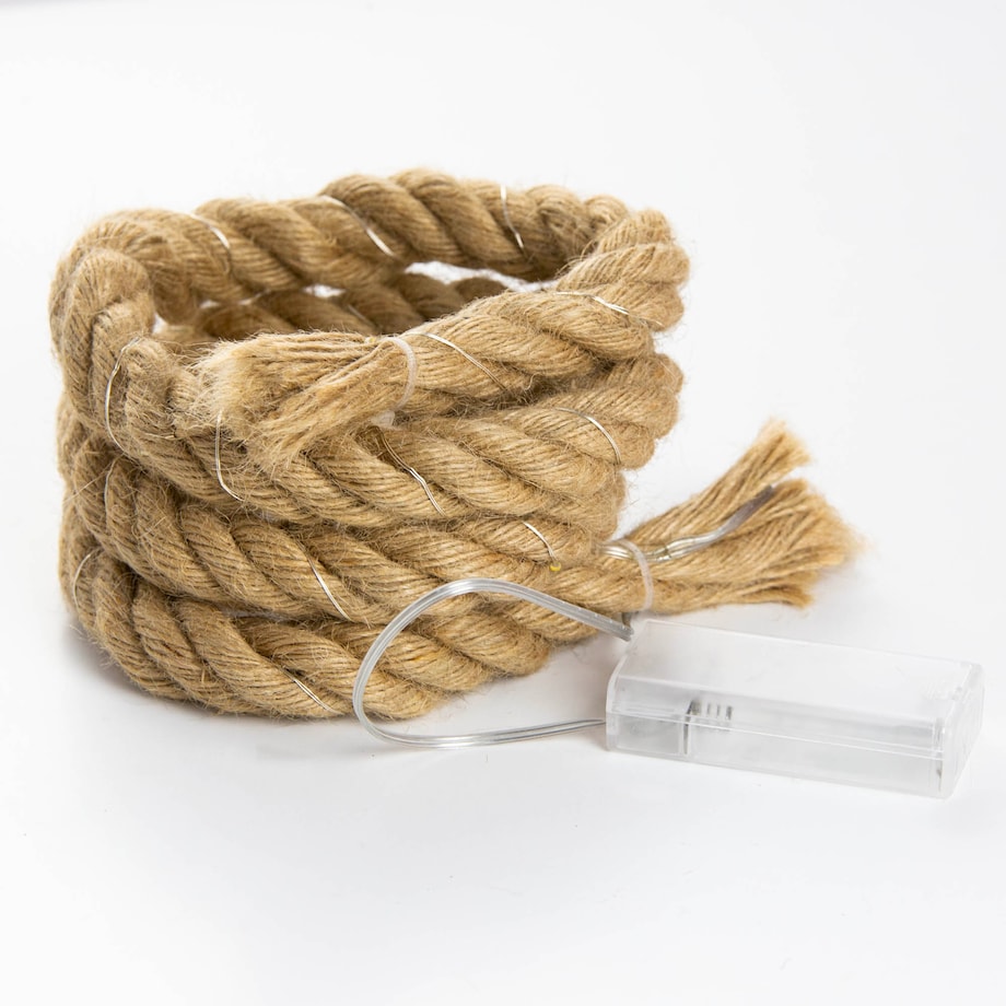 Lampki Led Sznur Parciany Jutowy 120Cm 20 Led Deko