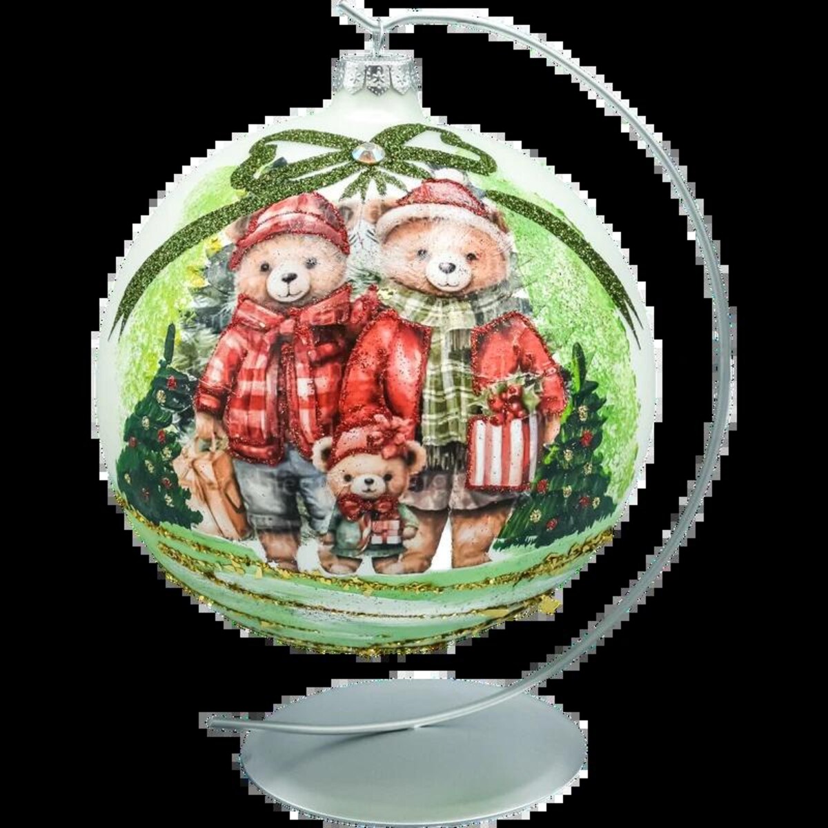 Bombka okrągła szklana: Rodzina Misiów