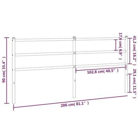 vidaXL Metalowe wezgłowie, czarne, 200 cm