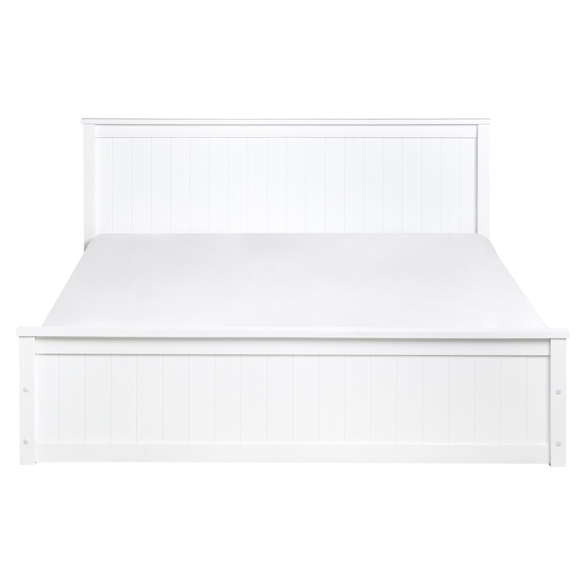 Łóżko z pojemnikiem Drewno sosnowe LAMBRES 160 x 200 cm Biały