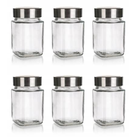6x POJEMNIK SZKLANY SŁOIK MAŁY NA przyprawy 300 ml do szafki półki kuchni