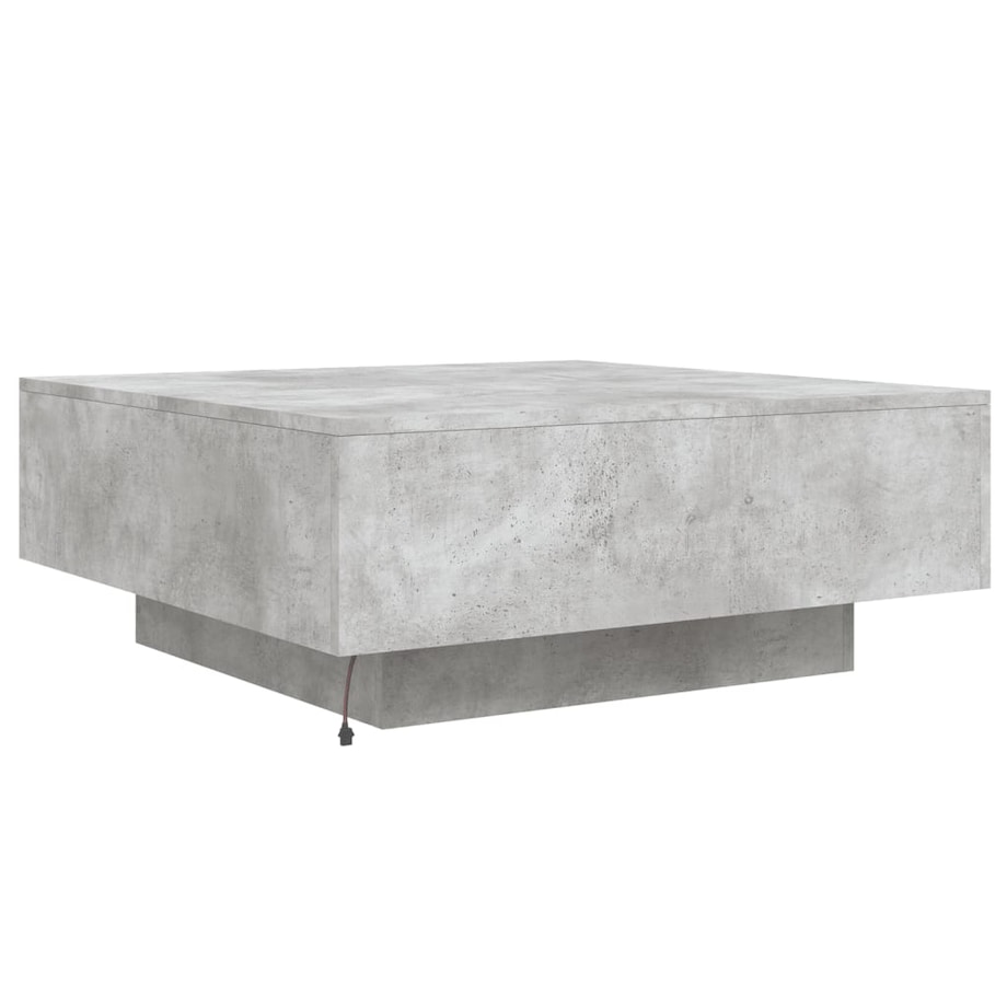 vidaXL Stolik kawowy z podświetleniem LED, szarość betonu, 80x80x31 cm