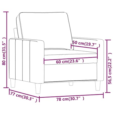 vidaXL Fotel, jasnoszary, 60 cm, obity aksamitem