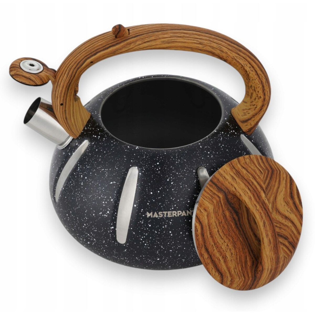 Duży Solidny Czarny Marmurkowy Czajnik Z Gwizdkiem Ze Stali 3L Indukcja Gaz