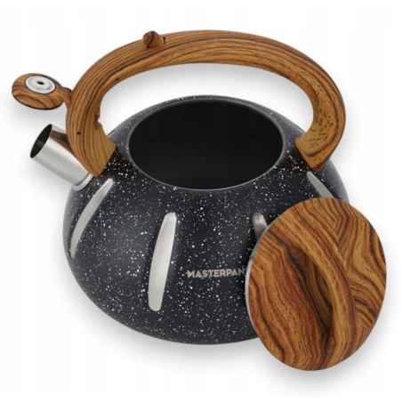 Duży Solidny Czarny Marmurkowy Czajnik Z Gwizdkiem Ze Stali 3L Indukcja Gaz