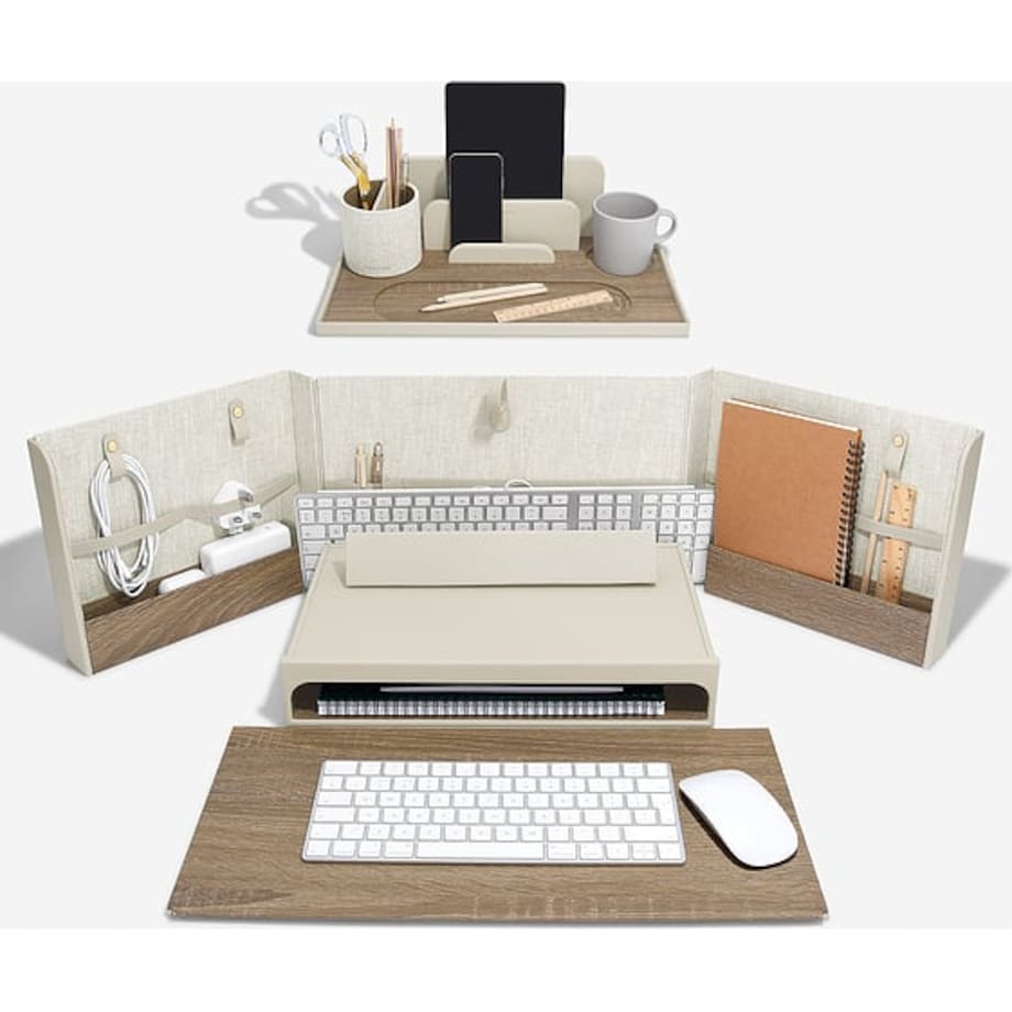 Organizer na biurko Stackers jasnobeżowy lniany składany