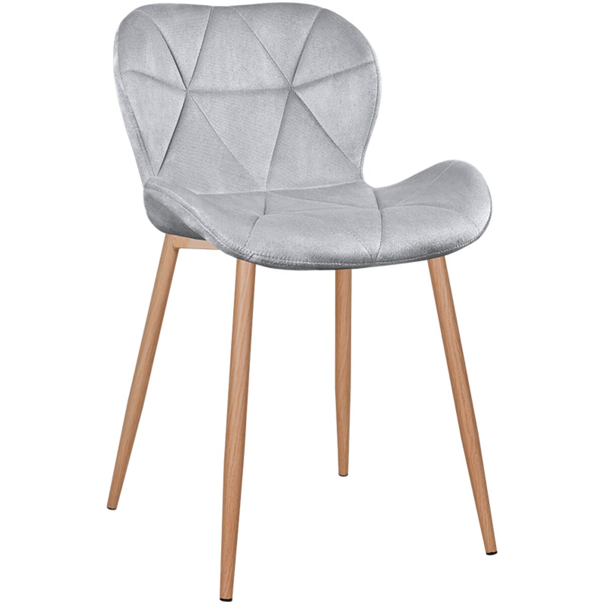 Krzesło tapicerowane welurowe szare jasne nogi do salonu jadalni
