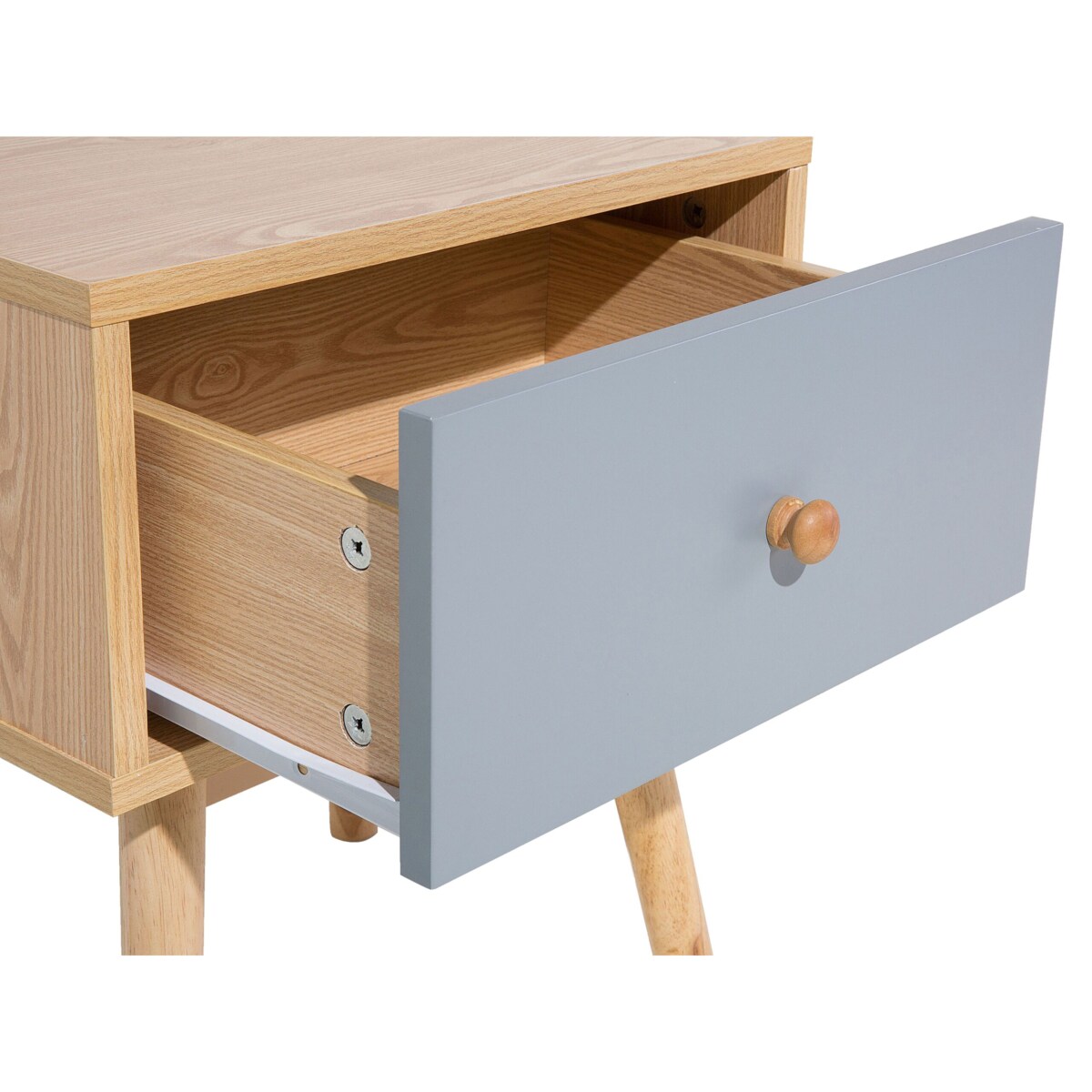 Szafka nocna jasne drewno z szarym ARVADA