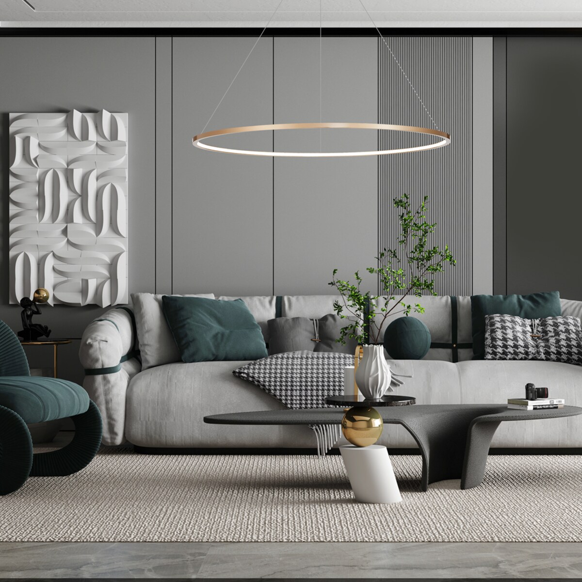 Lampa wisząca pierścieniowa Saturno ML8865 Milagro LED 65W 4000K ring IP44 złoty