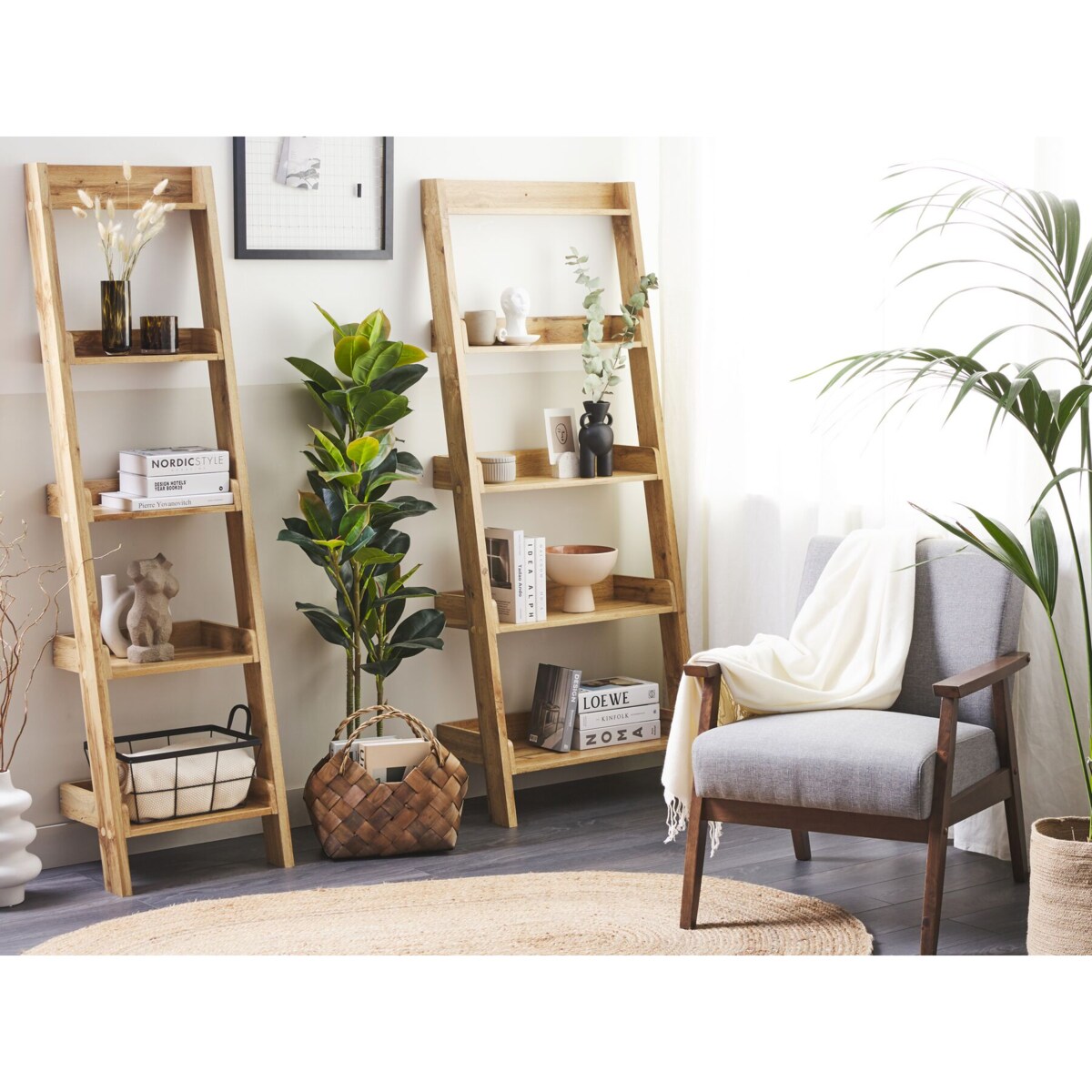 Regał drabina 5 półek jasne drewno MOBILE DUO