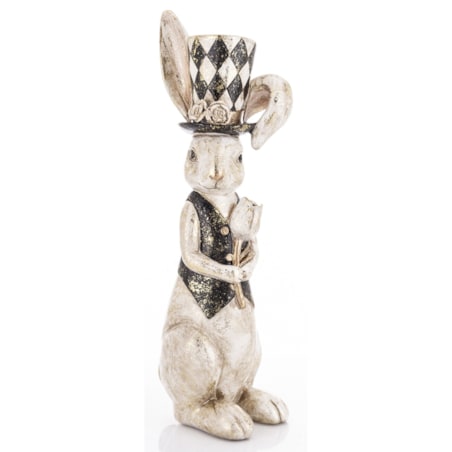 Figurka - królik 37,5x10x13 cm PAKO-3 w kamizelce i z tulipanem