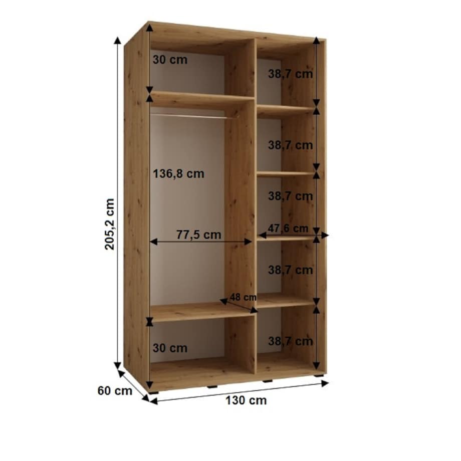 Szafa przesuwna Garderoba SAPPORO 2 130 gł. 60 biały/biały