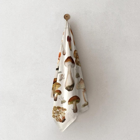 Lniany ręcznik kuchenny - Grzyby