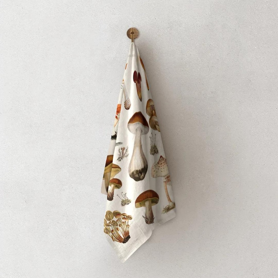 Lniany ręcznik kuchenny - Grzyby