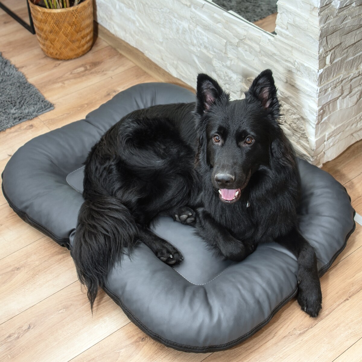 Legowisko Ponton dla psa z eko skóry ELLA, 90x70 cm, Grafit