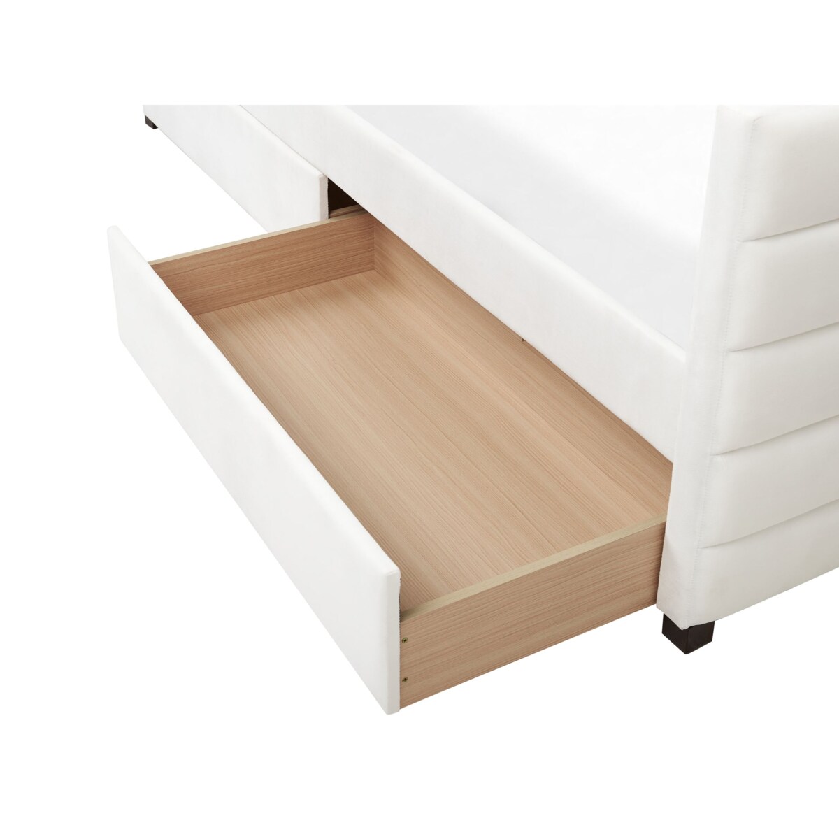 Łóżko dzienne z szufladami Welur MARRAY 90 x 200 cm Złamana biel