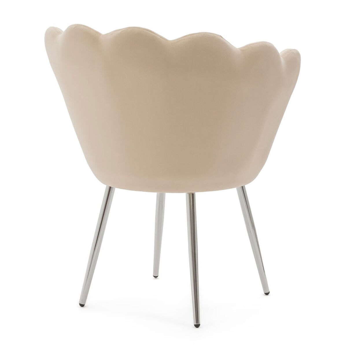 Krzesło tapicerowane Glamour SHELL srebrne nogi Muszla Muszelka beżowa
