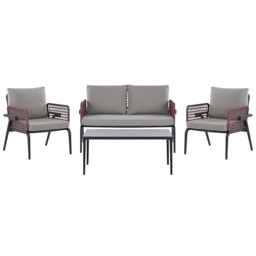 Zestaw ogrodowy ze stolikiem dla 4 osób SCIACCA Metal Szary