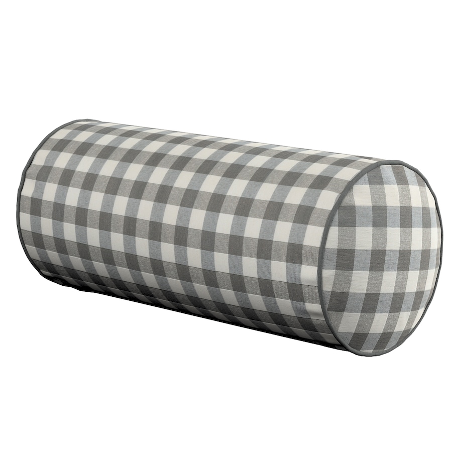 Poduszka wałek prosty, szaro-biała kratka (1,5x1,5cm), Ø16 x 40 cm, Quadro