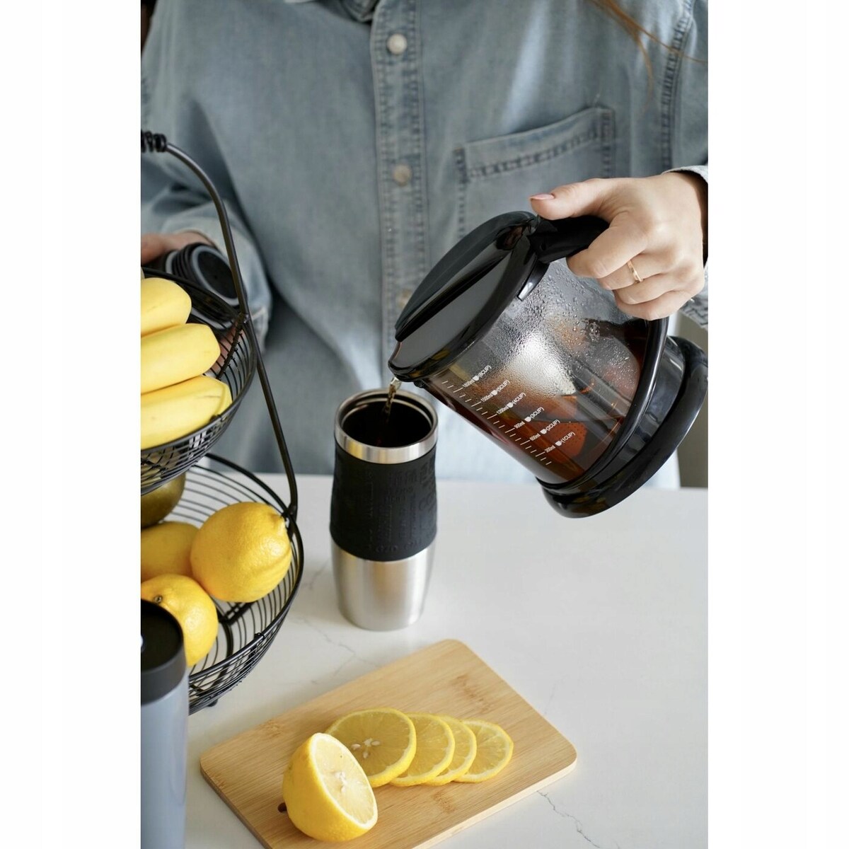 DZBANEK SZKLANY Z ZAPARZACZEM 1,8L na herbatę zioła napoje imbryk czajnik