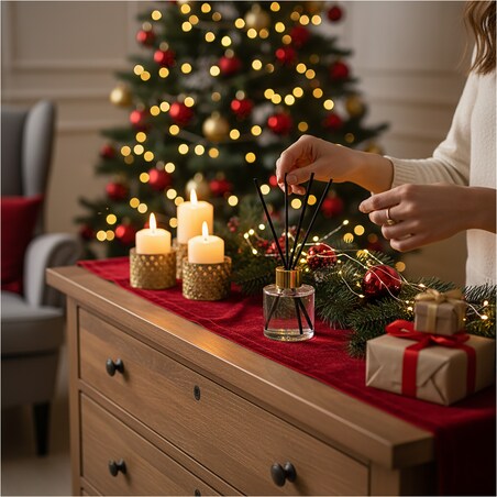 Patyczki Zapachowe Dyfuzor Zapach Świąteczny Odświeżacz Powietrza 50 Ml Śnieżynka Piernik