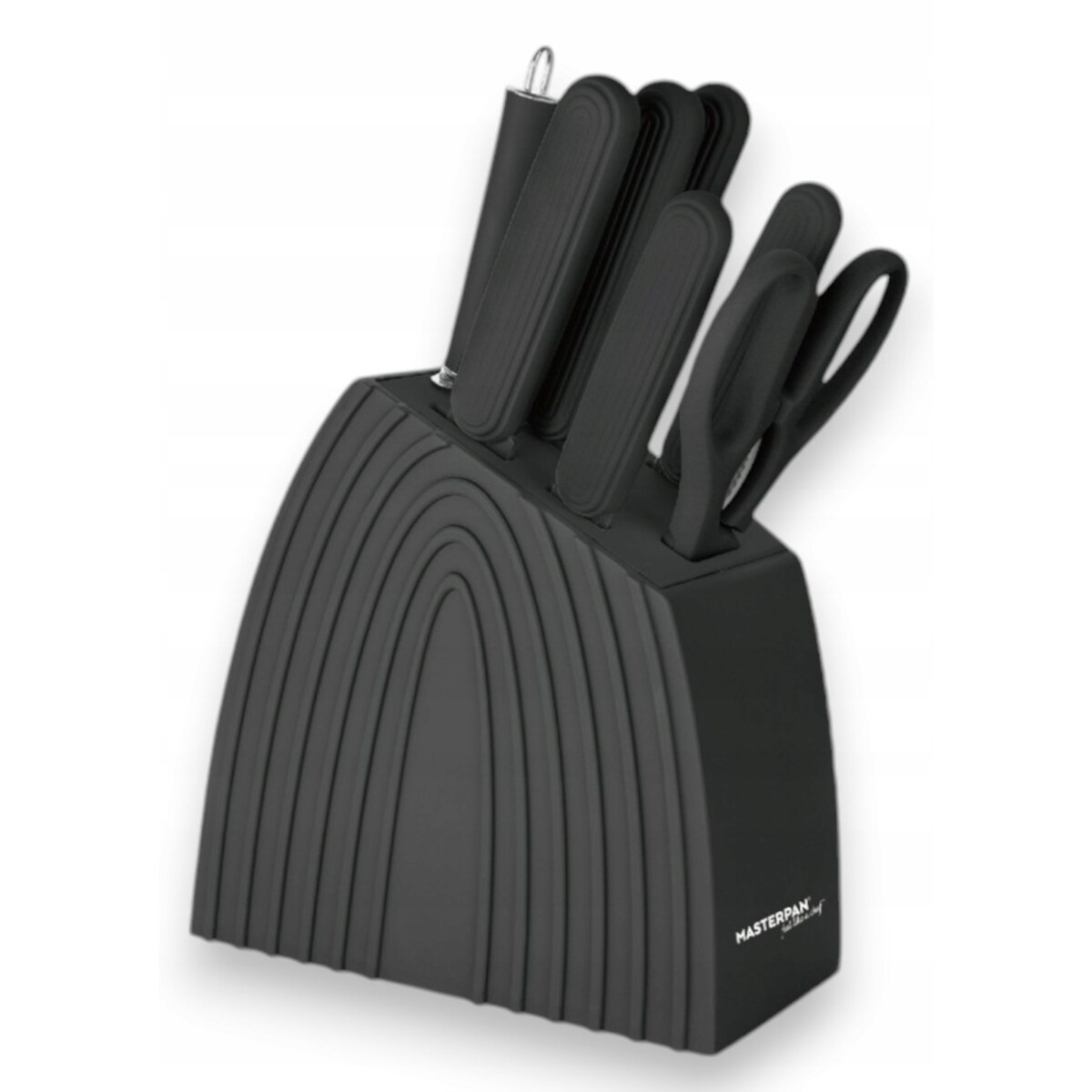 Zestaw Komplet Noży Kuchennych W Czarnym Bloku 8 El Ostrzałka Nożyczki