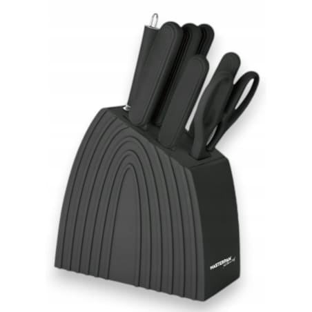 Zestaw Komplet Noży Kuchennych W Czarnym Bloku 8 El Ostrzałka Nożyczki