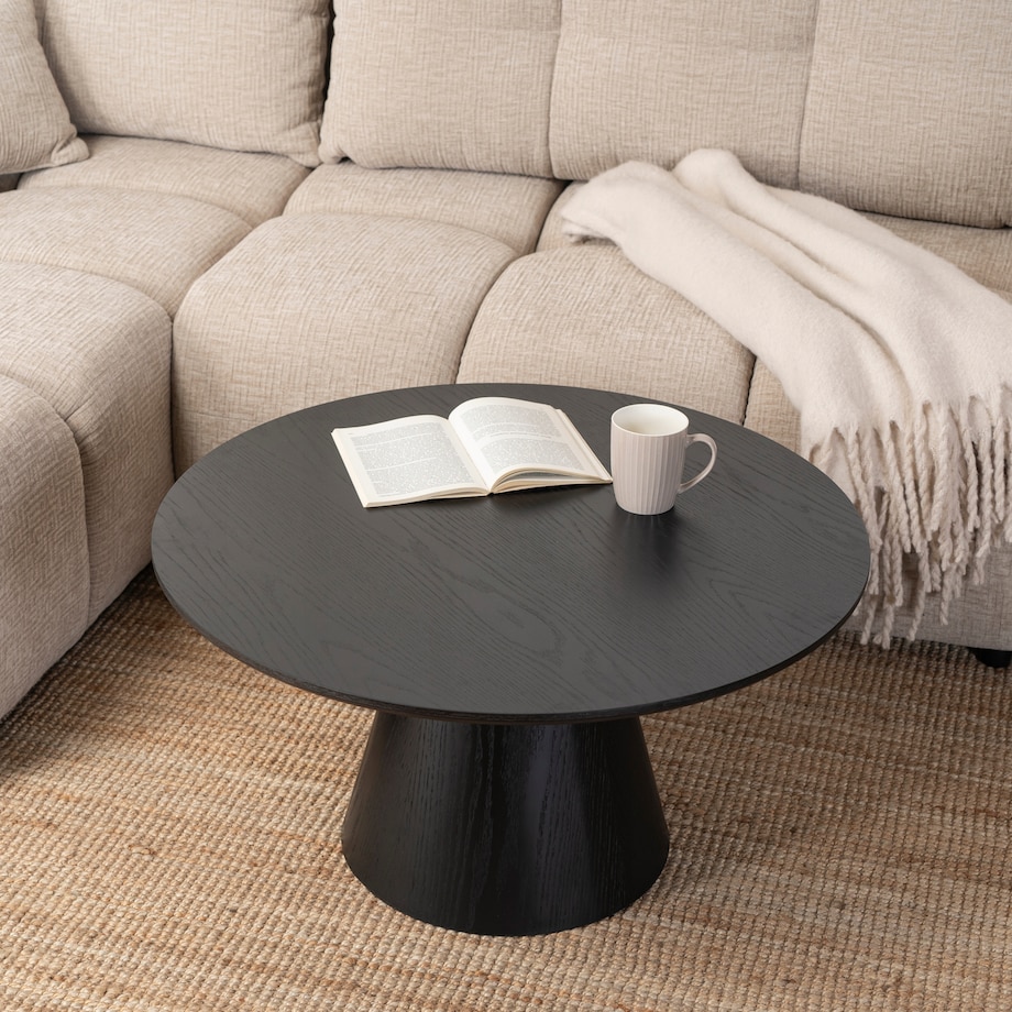 Stolik Kawowy Okrągły Czarny Duży Nowoczesny Okrągła Ława CASSANDER MAX