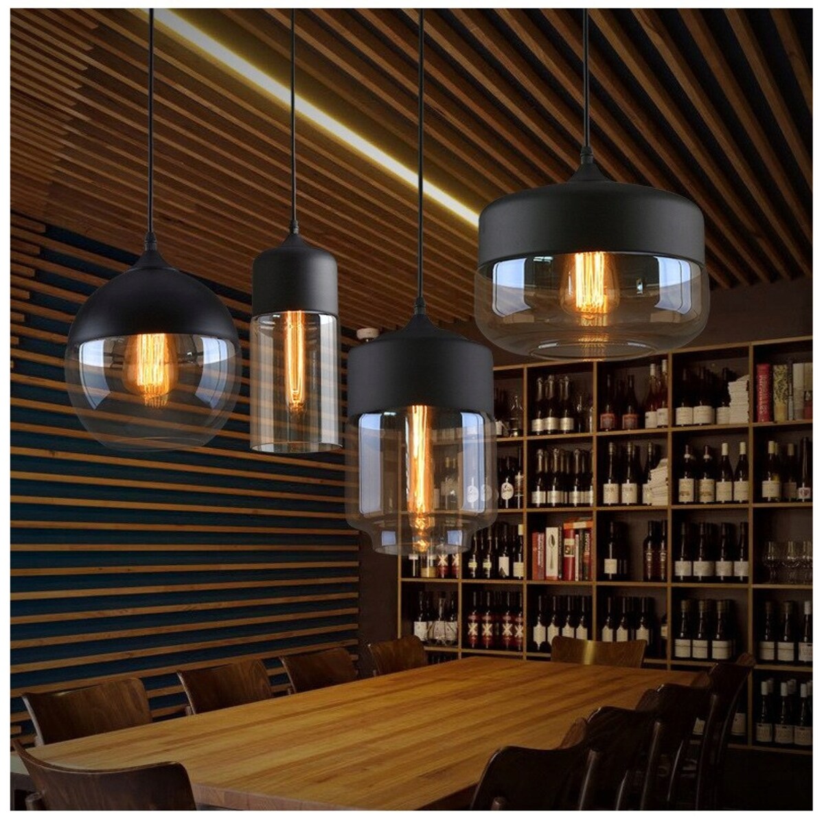 Lampa Wisząca Szklana Loft Industrial Zenit Black