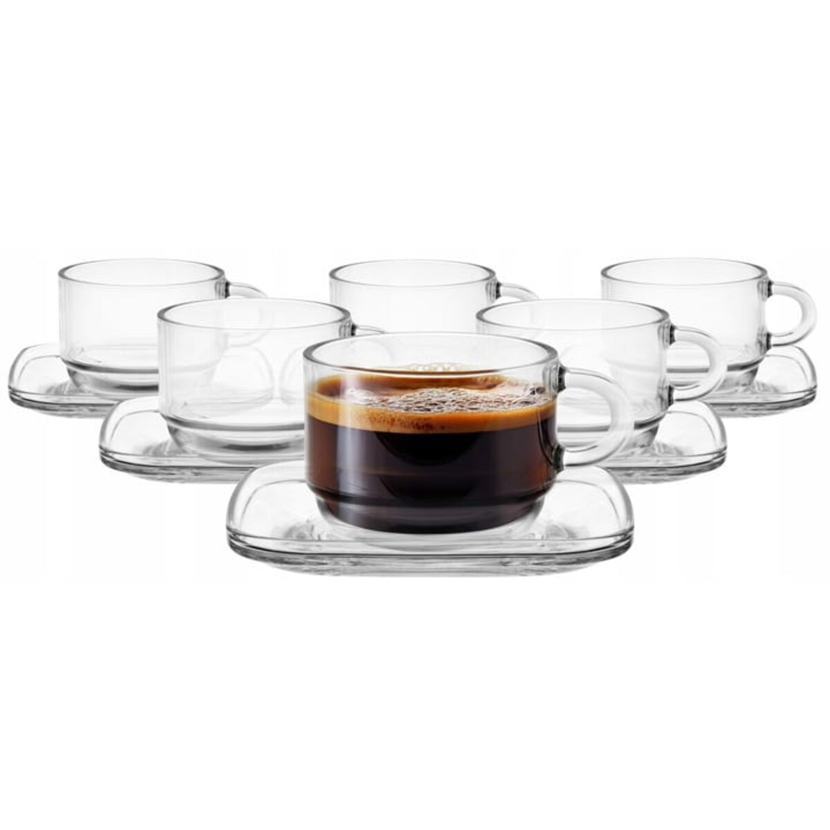 Zestaw 6 Szklane filiżanki ze spodkami do kawy latte herbaty 270ml GLASMARK
