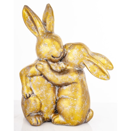 Dekoracja - figurka 2 złote przytulone króliczki 24x19,5x10 cm BRAKUMI-2