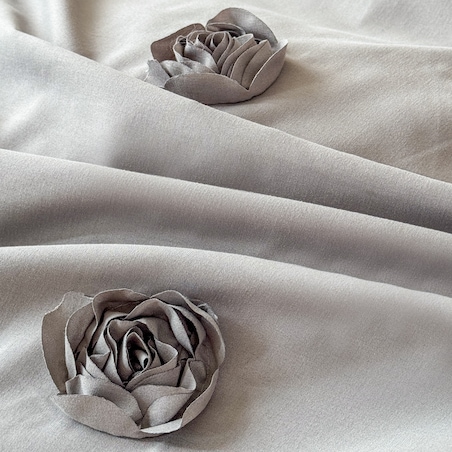 pościel "french roses" z aplikacją 3D róże wyszywane 160x200 | szary