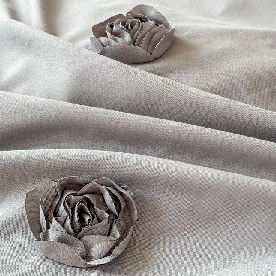 pościel "french roses" z aplikacją 3D róże wyszywane 160x200 | szary