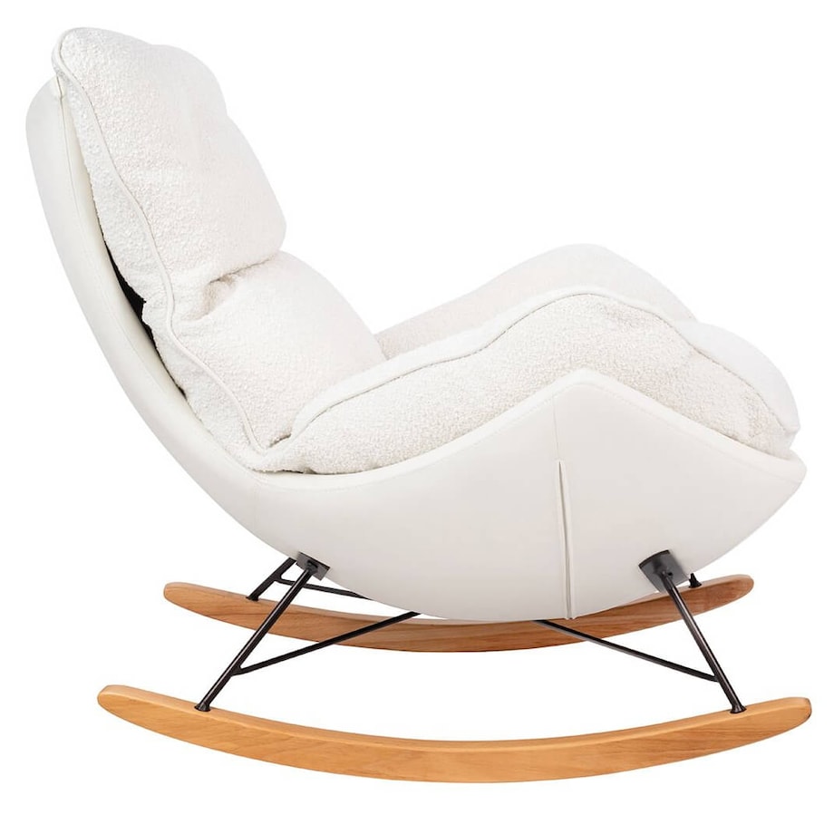 Sypialniany fotel Otilia Teddy do karmienia biały brązowy, King Home