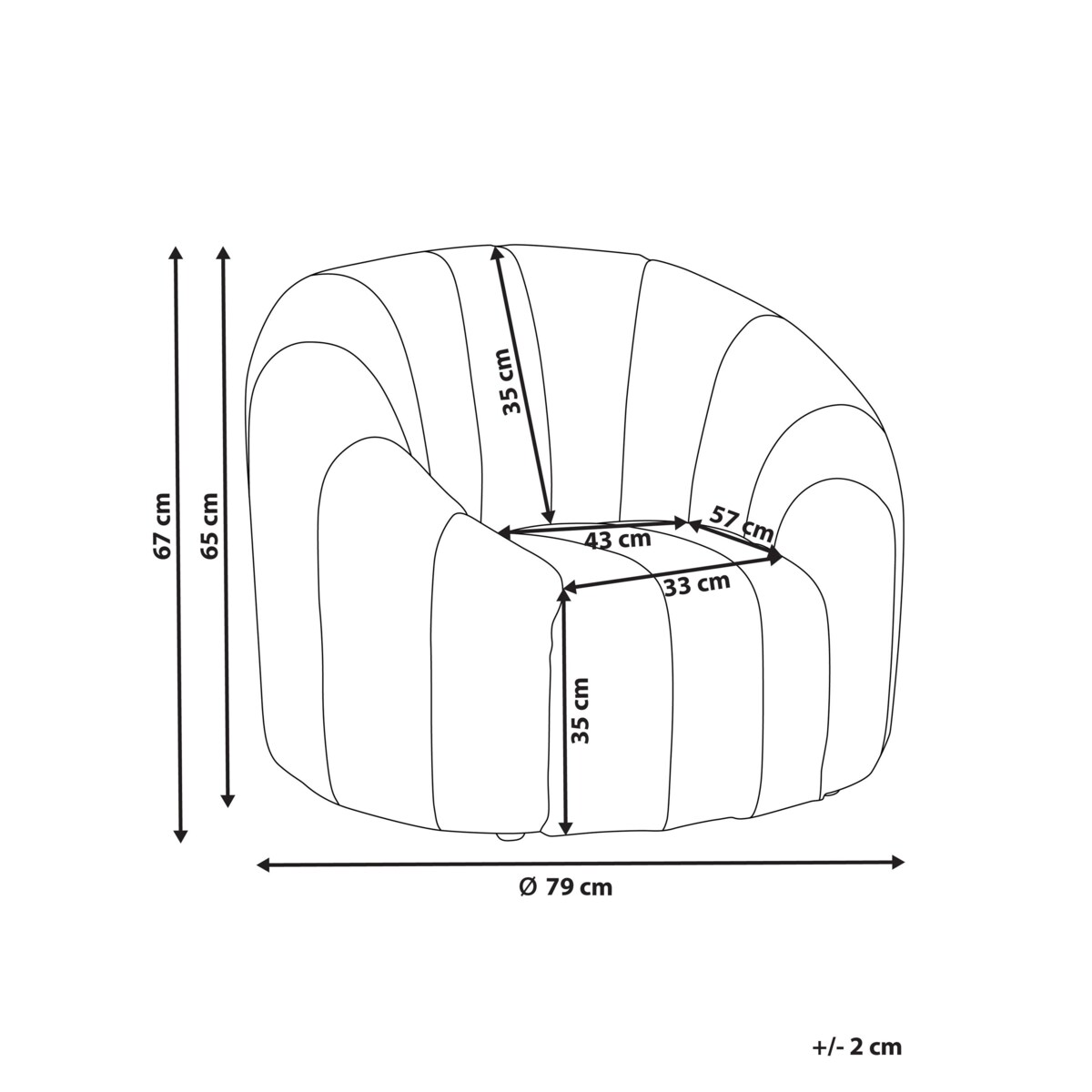 Fotel MALUNG Welur Beżowy