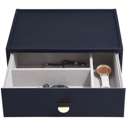 Szkatułka na biżuterię Stackers 3 komorowa classic granatowa z szufladą