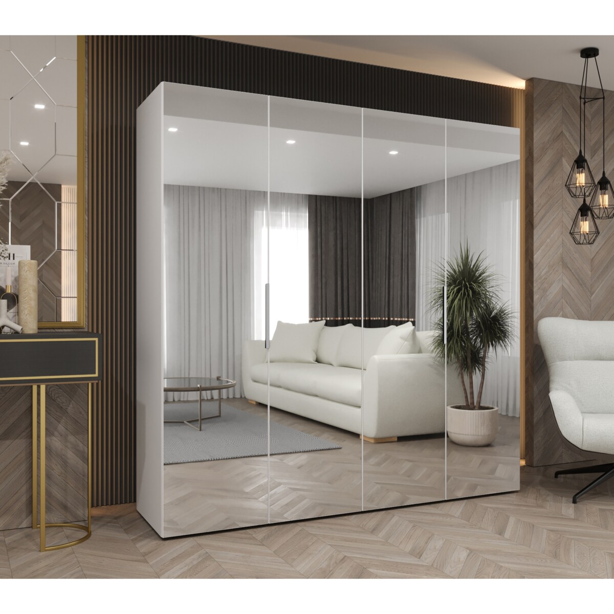 Szafa uchylna otwierana MARBELLA 3 200 wys. 202 cm Biały + u. Kaszmir