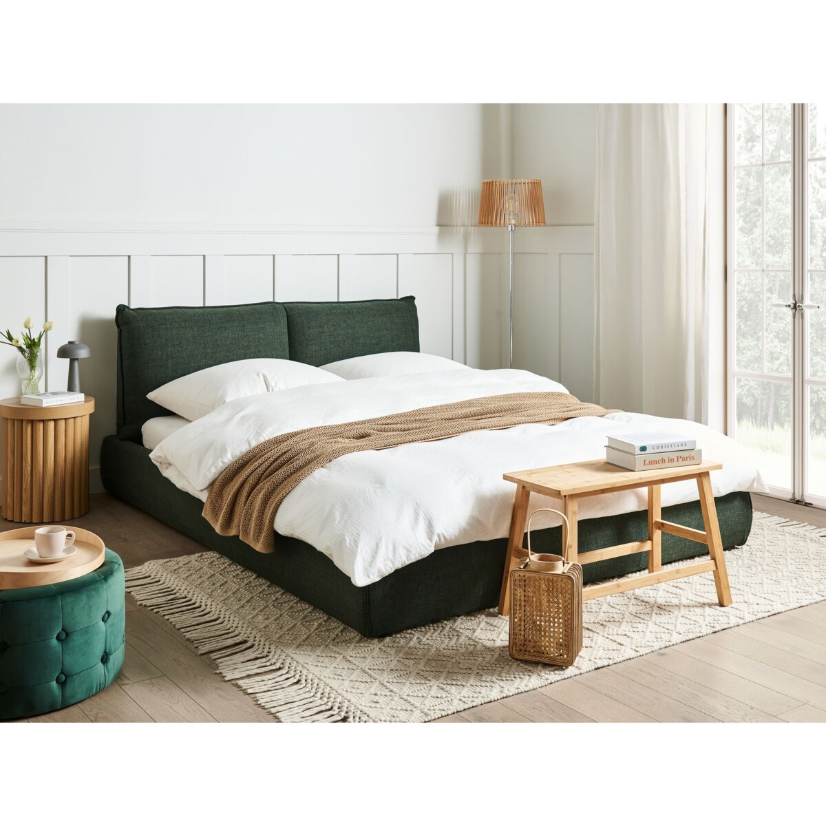 Łóżko VINAY 160 x 200 cm Ciemnozielony