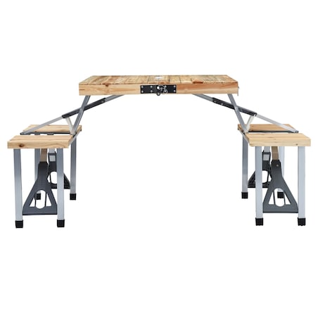 vidaXL Składany stolik turystyczny z 4 siedziskami, stal, aluminium