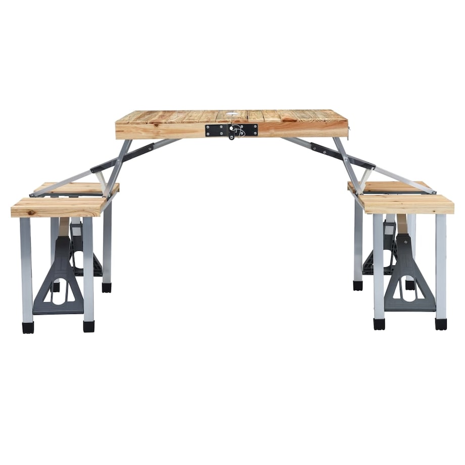 vidaXL Składany stolik turystyczny z 4 siedziskami, stal, aluminium