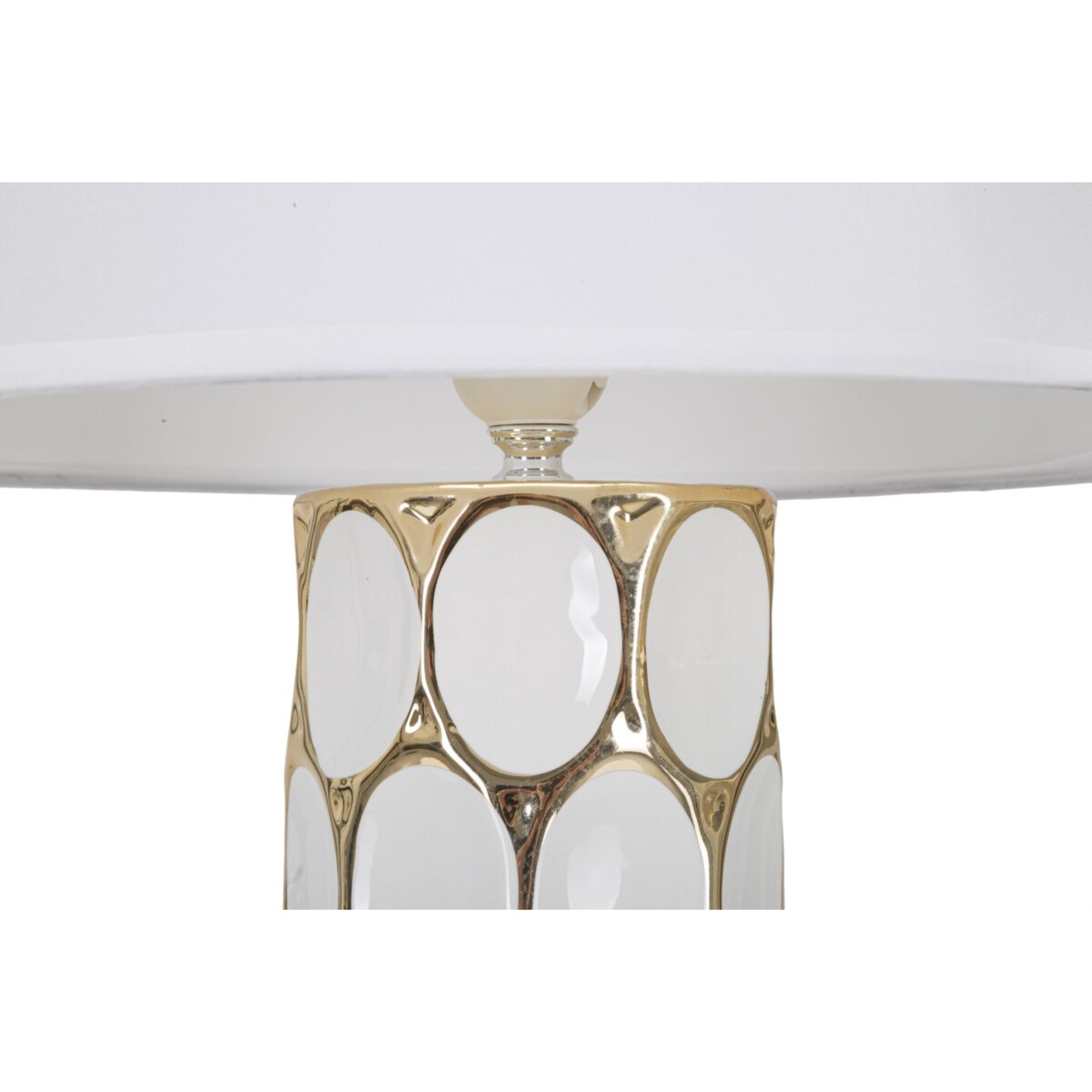 Lampa stołowa Glam Carv, kolor biały i złoty, ceramika i żelazo, 34,5 x 34,5 x 56 cm, 1 x E27, max. 40 W, do salonu i sypialni, Mauro Ferretti