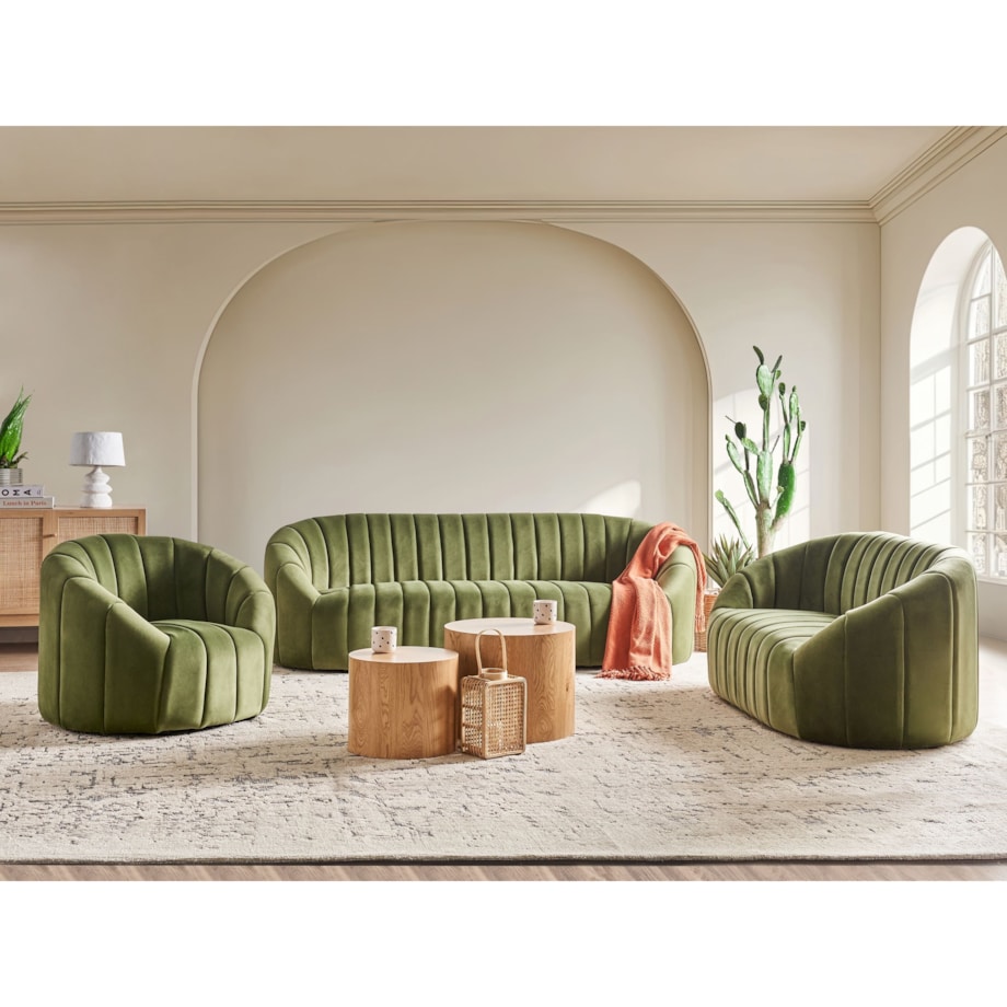 Komplet wypoczynkowy dla 6 osób MALUNG Welur Ciemnozielony