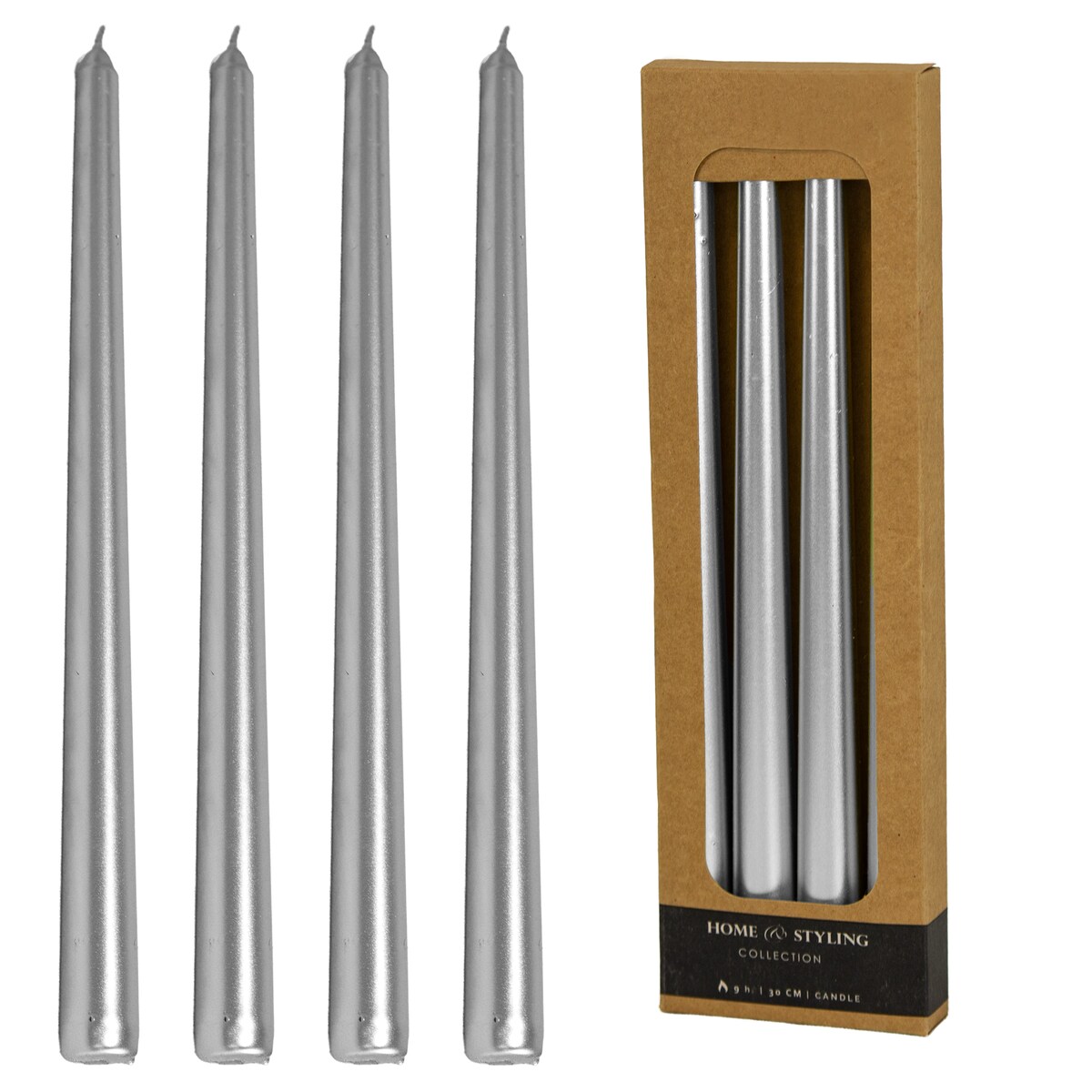 Świeca Boże Narodzenie Prosta Do Kolacji Wigilijnej 4 Szt. Srebrna