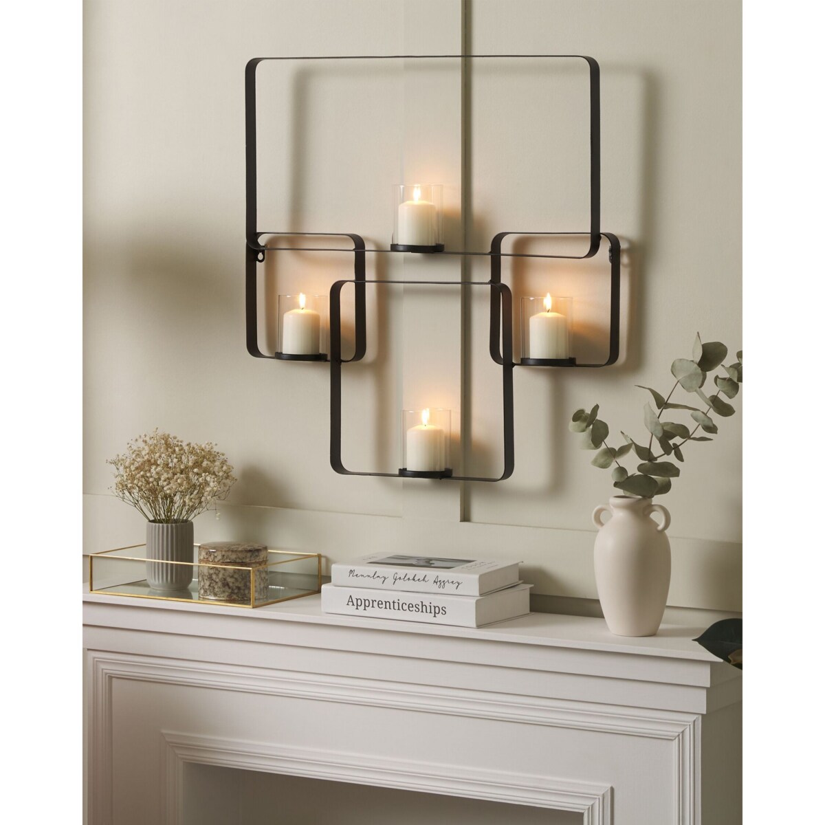 Świecznik ścienny metalowy 65 cm czarny PALAWAN