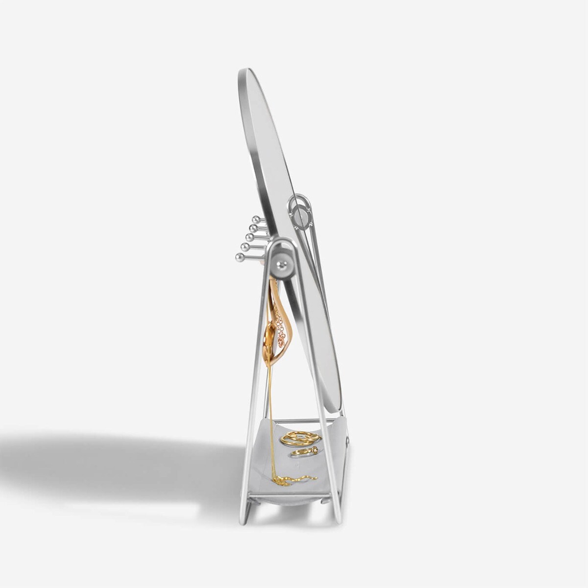 Lusterko Stackers szaro-srebrne z organizerem na biżuterię