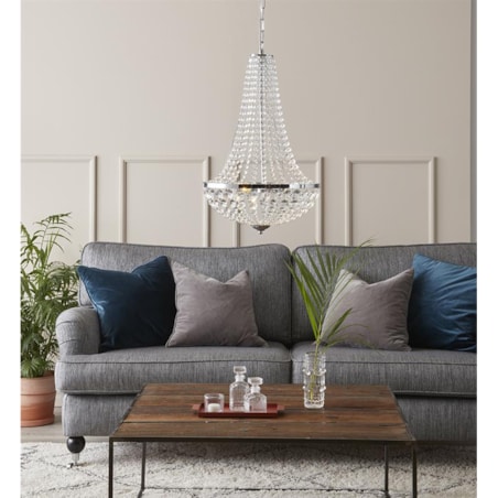 Glamour lampa wisząca Granso 104890 nad stolik łańcuszki chrom