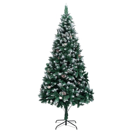 vidaXL Sztuczna choinka z szyszkami i białym śniegiem, 240 cm